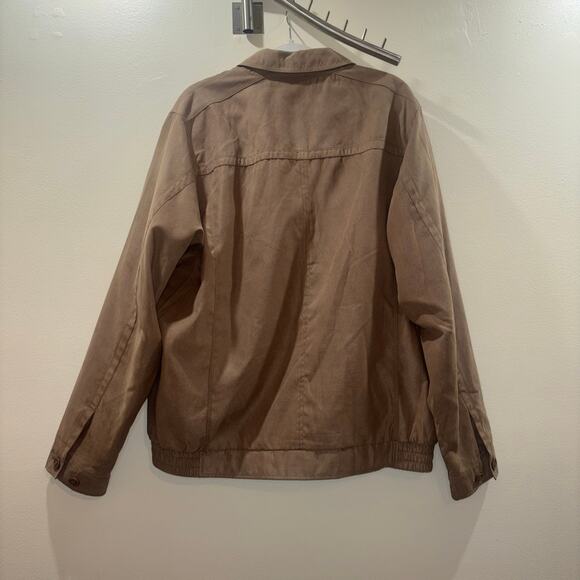 Bugatchi Uomo Tan Suede Jacket- Lightweight Zip Button Jacket – Size XL - Picture 4 of 15